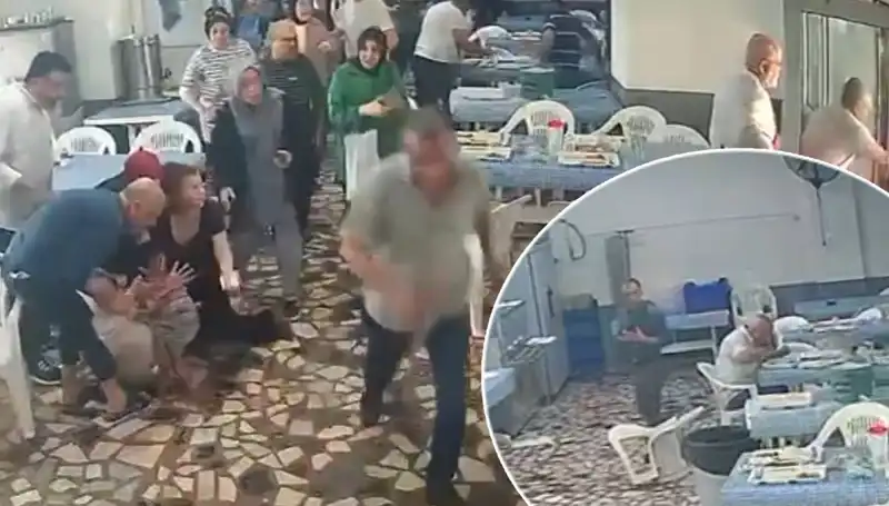 Yemekhanede büyük deprem: Farklı tepkilerle olay anı kaydedildi